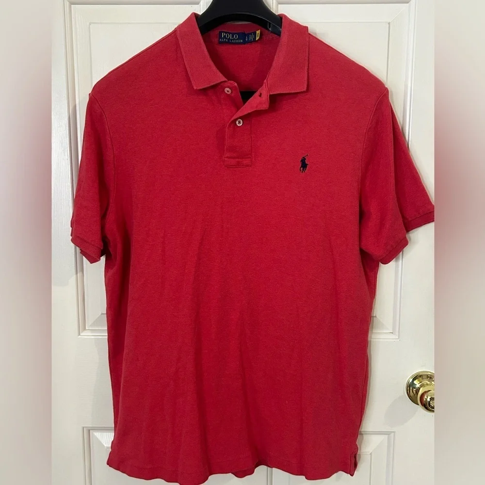 Polo Ralph Lauren Red Blue Pony Men’s Large Short Sleeve Polo Shirt